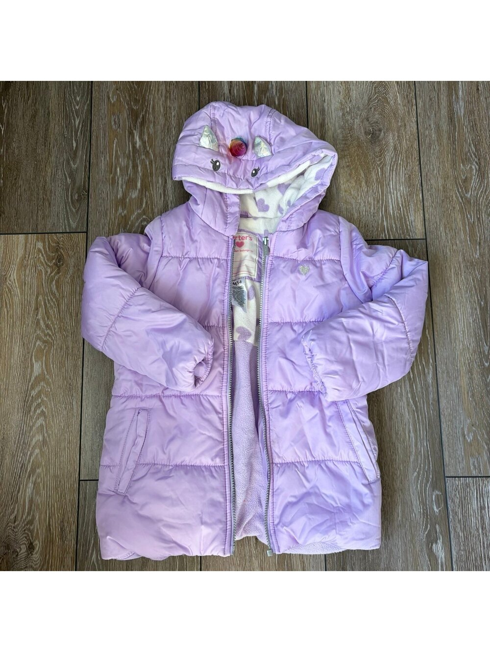 Carter's Girls Unicorn Hooded Puffer Jacket